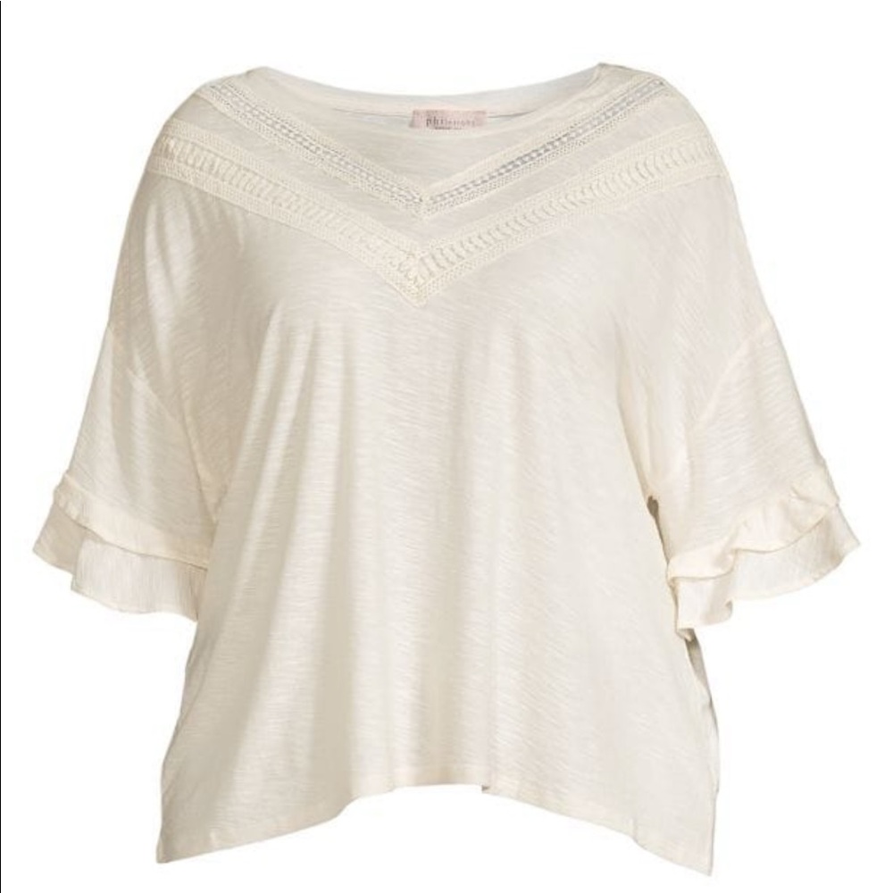 NWT Philosophy Women’s Ruffle Trim Top White Size 2X